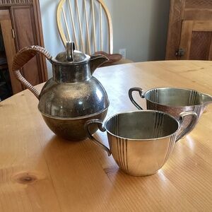 Vintage silver or silver plated? Creamer, sugar bowl, and teapot - WM Roger’s